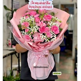 Bó hoa chúc mừng tone hồng - HB1065