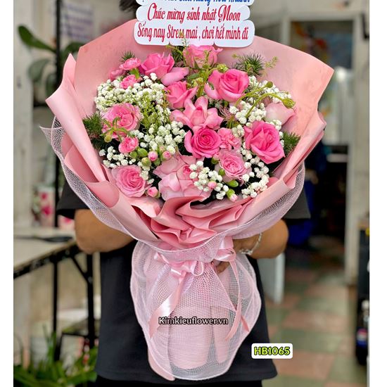 Bó hoa chúc mừng tone hồng - HB1065