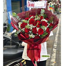 Bó hoa chúc mừng tone đỏ - HB1066