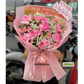 Bó hoa chúc mừng tone hồng lạc thần mix cẩm chướng - HB1068