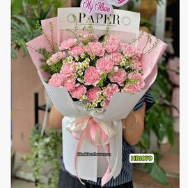 Picture of Bó hoa chúc mừng cẩm chướng hồng mix cúc tana - HB1070