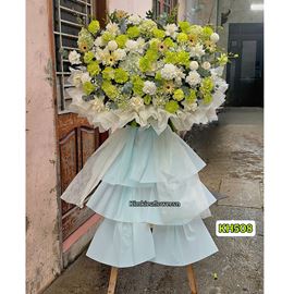 Picture of Kệ hoa chúc mừng tone xanh lá mix cẩm tú cầu - KH508