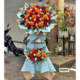 Picture of Kệ hoa chúc mừng tone đỏ cam - KH509