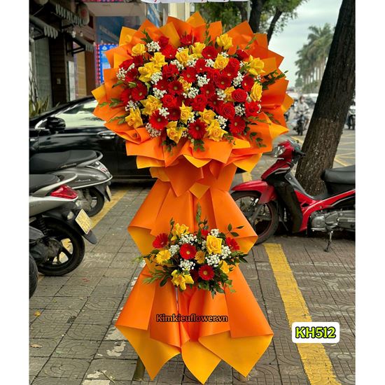 Picture of Kệ hoa chúc mừng tone đỏ vàng - KH512