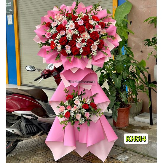 Picture of Kệ hoa chúc mừng tone đỏ hồng - KH514