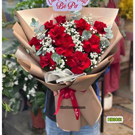 Picture of Bó hoa chúc mừng hồng đỏ mix lá bạc - HB1081