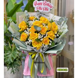Picture of Bó hoa chúc mừng hồng vàng mix lá bạc - HB1082
