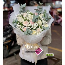 Picture of Bó hoa chúc mừng hồng kem mix hồng trắng - HB1084