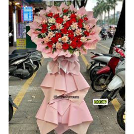Picture of Kệ hoa chúc mừng tone đỏ hồng - KH519