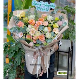 Picture of Bó hoa chúc mừng hồng shimmer mix cát tường carot - HB1089