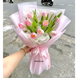 Picture of Bó hoa chúc mừng tulip hồng - HB1096