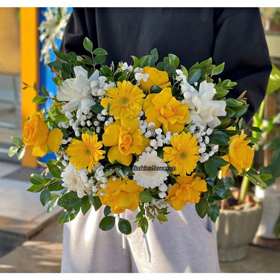 Picture of Đĩa hoa chúc mừng tone vàng trắng - ĐH50