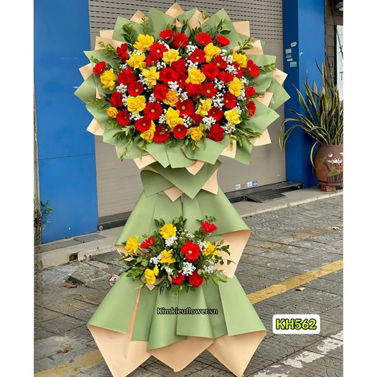 Picture of Kệ hoa chúc mừng tone đỏ vàng - KH562