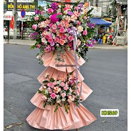 Picture of Kệ hoa chúc mừng tone hồng mix lan hồ điệp - KH569
