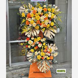 Picture of Kệ hoa chúc mừng tone vàng cam - KH572