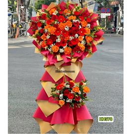 Picture of Kệ hoa chúc mừng tone đỏ cam - KH578