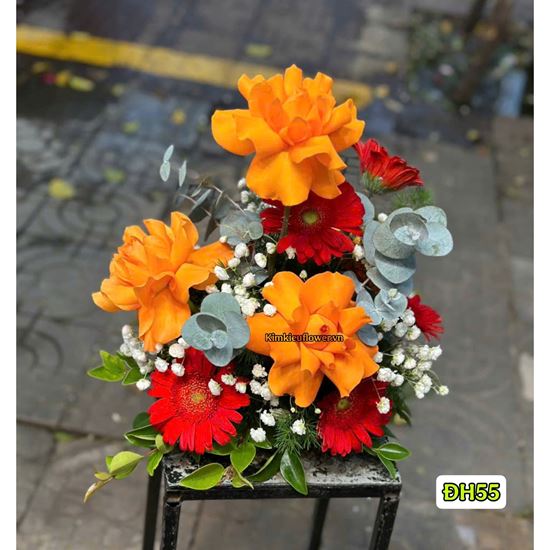 Picture of Đĩa hoa chúc mừng tone đỏ cam - ĐH55