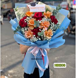 Picture of Bó hoa chúc mừng tone đỏ shimmer - HB1108