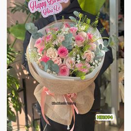 Picture of Bó hoa chúc mừng kiểu tròn tone hồng - HT1094