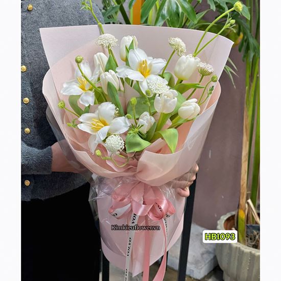 Picture of Bó hoa tulip trắng mix thúy châu - HT1093