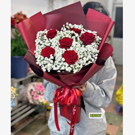 Picture of Bó hoa baby trắng mix hồng đỏ - HT807