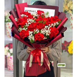 Picture of Bó hoa chúc mừng hoa hồng đỏ pháp - HT115