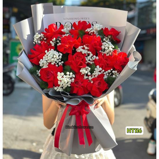 Picture of Bó hoa chúc mừng hồng đỏ pháp - HT116