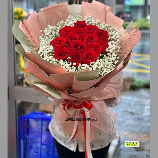 Picture of Bó hoa hồng đỏ, điểm baby - HT50