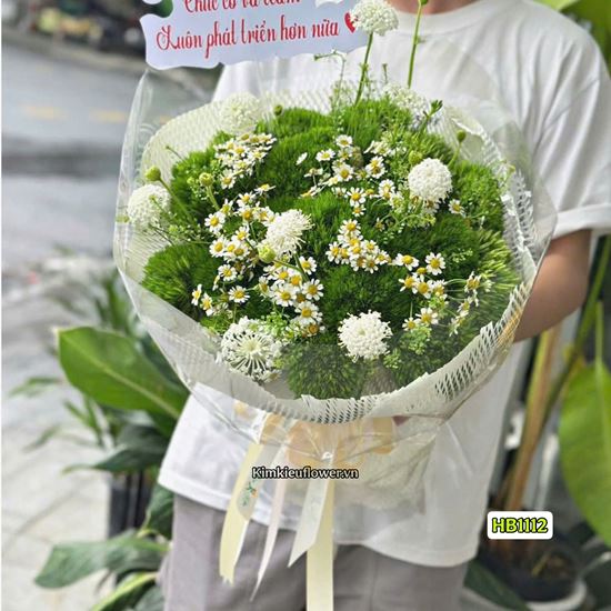 Picture of Bó hoa chúc mừng tone xanh lá mix tana - HB1112