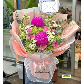 Picture of Bó hoa chúc mừng cúc rosy mix cẩm tú cầu - HB11111
