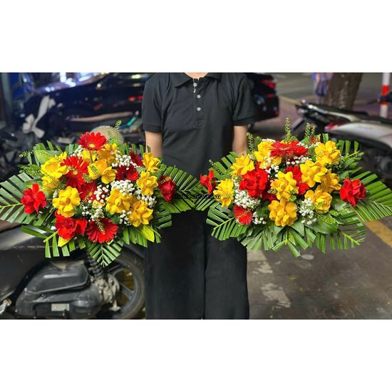 Picture of Đĩa hoa chúc mừng tone đỏ vàng ( 1 đĩa ) - ĐH58