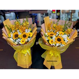 Picture of Hoa bó chúc mừng tone vàng cam ( 1 bó )- BH10