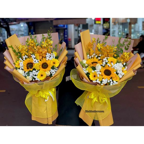 Picture of Hoa bó chúc mừng tone vàng cam ( 1 bó )- BH10