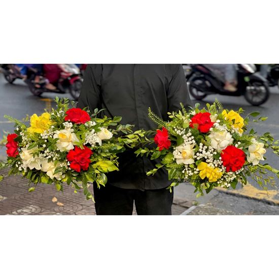 Picture of Đĩa hoa chúc mừng tone đỏ vàng - ĐH64