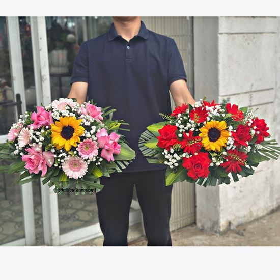 Picture of Đĩa hoa chúc mừng tone đỏ hồng ( 1 đĩa ) - ĐH66