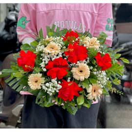 Picture of Đĩa hoa chúc mừng tone đỏ vàng - ĐH68