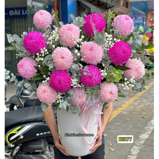 Picture of Bình hoa cúc mẫu đơn tone hồng - BI377