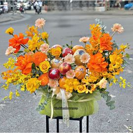 Picture of Giỏ hoa trái cây tone vàng cam - HTC41