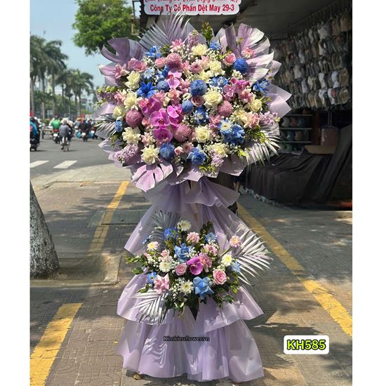 Picture of Kệ hoa chúc mừng tone xanh dương tím - KH585
