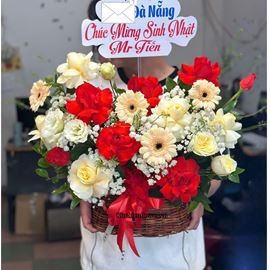 Picture of Giỏ hoa chúc mừng tone đỏ vàng - HG1050