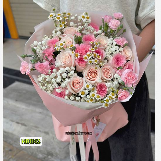 Picture of Bó hoa chúc mừng tone hồng kem - HB1142