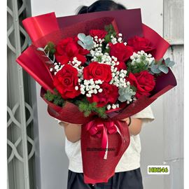 Picture of Bó hoa hồng đỏ mix lá bạc - HB1146