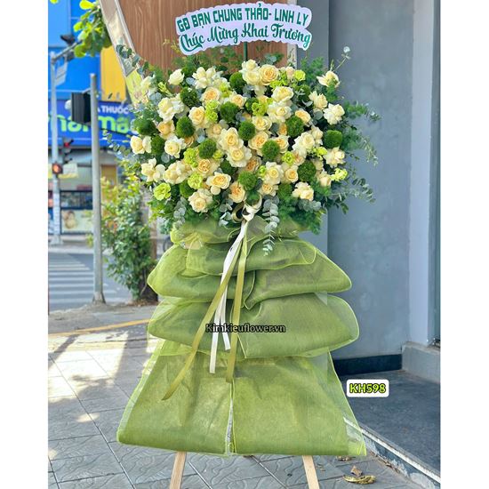 Kệ hoa chúc mừng tone xanh lá - KH598