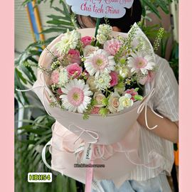 Picture of Bó hoa chúc mừng tone hồng bó tròn - HB1154