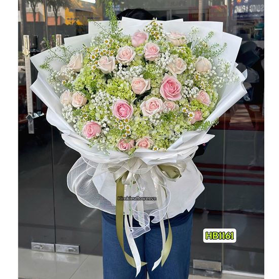 Picture of Bó hoa chúc mừng cẩm tú cầu mix hồng kem - HB1161