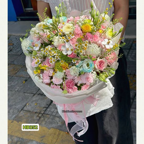 Picture of Bó hoa chúc mừng nhiều màu sắc bó tròn - HB1152