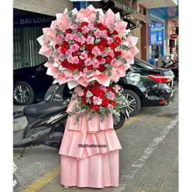 Picture of Kệ hoa chúc mừng tone đỏ hồng - KH488