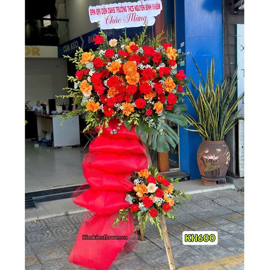 Picture of Kệ hoa chúc mừng tone đỏ cam - KH600