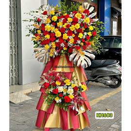 Picture of Kệ hoa chúc mừng tone đỏ vàng - KH603
