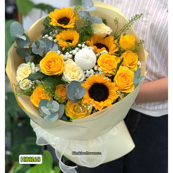 Picture of Bó hoa chúc mừng tone vàng kiểu bó tròn - HB1168